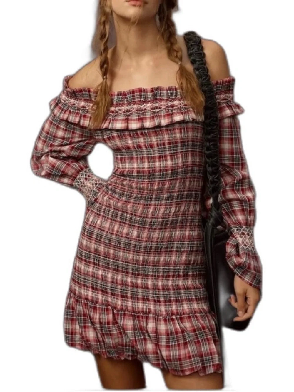 Anthropologie Pilcro Smocked Plaid Mini Dress - Size Small